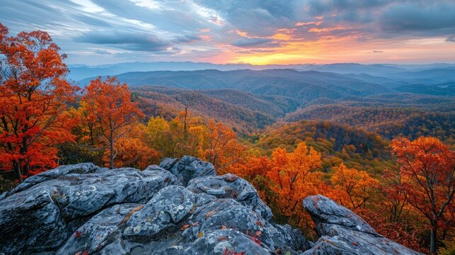 Experience the breathtaking beauty of an autumn mountaintop sunset hike in the highest elevated areas