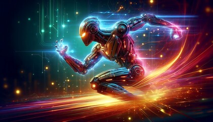 Neon Vanguard: A Cybernetic Warrior in the Digital Abyss