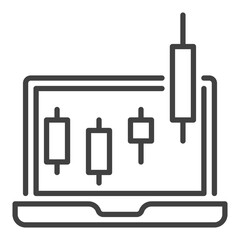 Obraz premium Vector Candlestick Chart Pattern on Laptop Screen outline icon or sign