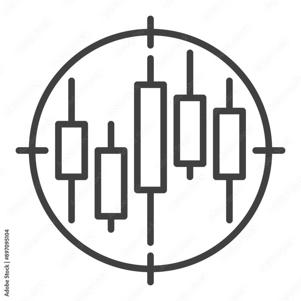 Poster vector target with candlestick chart outline icon or design element