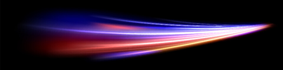 Colored shiny sparks of spiral wave. Curved bright speed line swirls. Shiny wavy path. Rotating dynamic neon circle. Magic golden swirl with highlights. Glowing swirl bokeh effect