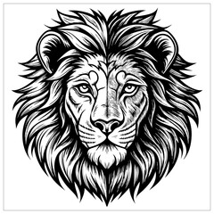 Obraz premium Lion Face Sketching Design and Art