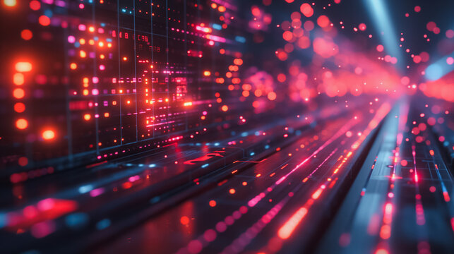 Dynamic stock market scene featuring data processing elements and diagrams, representing financial data analysis and trends. - Powered by Adobe