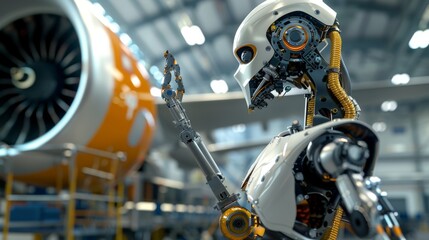 Fototapeta premium Futuristic robot performing complex scientific experiments