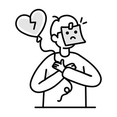 A hand drawn icon showing swimmer boy jumping in pool 

