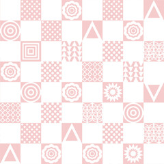 seamless geometric pattern pink check type geometric multi elements used 2 color pattern.