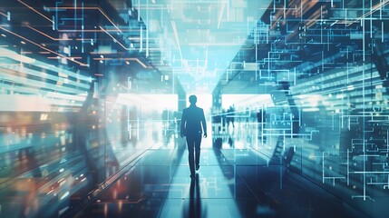 A digital workspace where a leader is articulating a clear and compelling vision for the future, inspiring others to work towards it