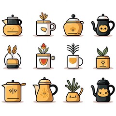 A Fish in a Coffeemaker Pot: Minimalist Flat Illustration