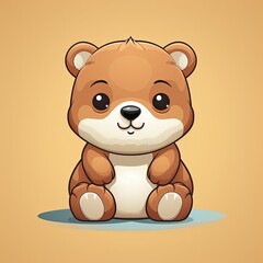 Naklejka premium Playful and Sweet Flat Design of a Little Bear