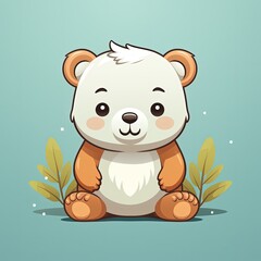 Fototapeta premium Playful and Sweet Flat Design of a Little Bear