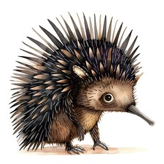 Fototapeta premium Echidna Nautical animal fashion cartoon isolated whitebackground 16:9