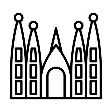 black line art sagrada familia building clip art preview