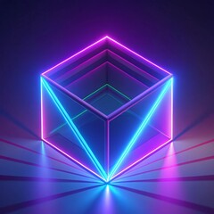 3d render, abstract minimal neon background, pink blue neon lines going up, glowing in ultraviolet spectrum. Cyber space. Laser show. Futuristic wallpaper