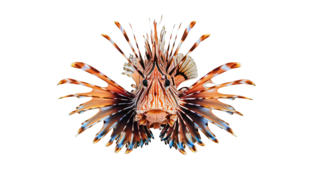 a lionfish isolated on white background.
