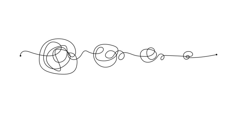 Abstract image of an untangling line, showcasing a continuous, flowing thread that twists and turns. Symbolizes complexity and movement, ideal for artistic and conceptual themes. Unraveling line.
