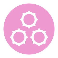 Pink Settings Icon, Isolated on White
