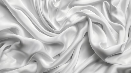 Obraz premium Close-up of white silk fabric with folds and draping