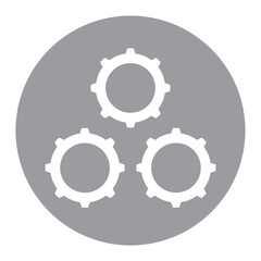 Silver Settings Icon, Isolated on White