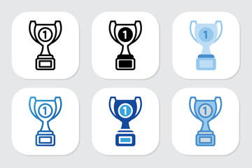 first place trophy icons with various design styles