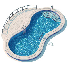 3d render of swimming pool isolated on transparent background