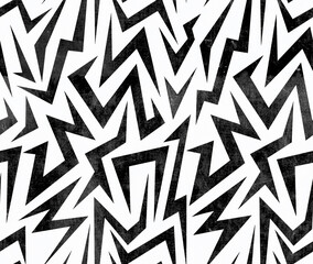 Black and white mosaic abstract drawing of triangles .Seamless pattern.