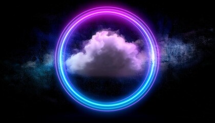 Fototapeta premium Data is linked to the cloud: data is synchronized with the cloud.