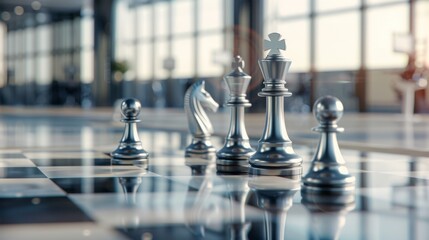 Strategic Chess Duel in a Modern Corporate Office Environment