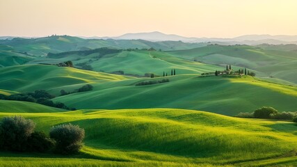 Fototapeta premium landscape with field and rolling hills