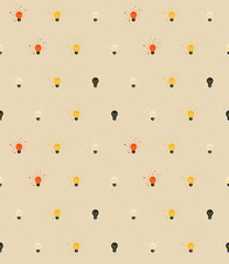 Glowing light bulbs. Seamless vector pattern
