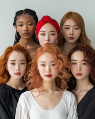 Fototapeta premium Diverse group of women showcasing various ethnicities for inclusive representation
