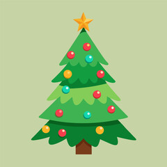 A Christmas tree with ornaments and a shining star on top