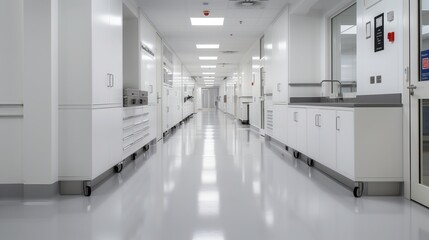 Empty hallway in a modern research center