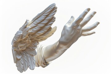 A statue of an angel with outstretched hands, often used in religious or spiritual contexts