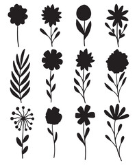 Hand Drawn Flower silhouette. 