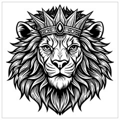 Obraz premium Lion head with crown Sketching Design