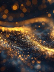 Blurry image of a gold and black background, suitable for use in graphic design or as a texture