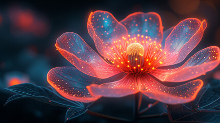 Glowing flower with delicate petals in a