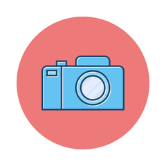Vector icon of the camera with a circle background.