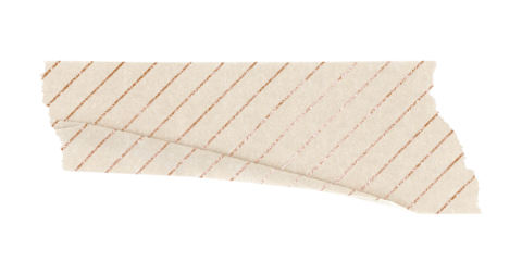 Stripe washi tape png sticker, beige pattern on transparent background