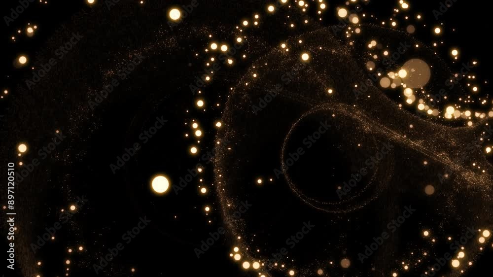 Wall mural particle glow trail bokeh with alpha channel. abstract golden line particles. element footage with a