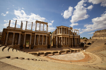 Obraz premium ancient roman amphitheater in Merida, Spain