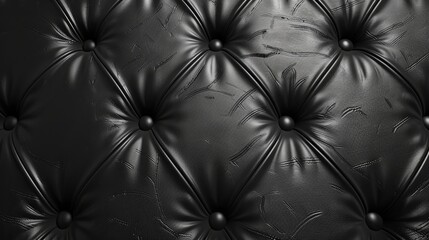 Fototapeta premium Closeup of elegant black leather upholstery boasting sophisticated button tufting detail