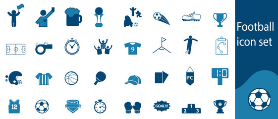Football icon set, contains beautiful icons of football, field, referee, player, and more.t © Tauhidul