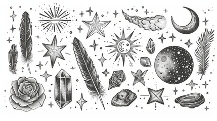 Fototapeta na wymiar A stunning collection of bohemianinspired black line art doodles that capture the essence of freespirited creativity