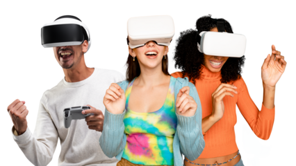 Virtual reality experience png sticker, transparent background