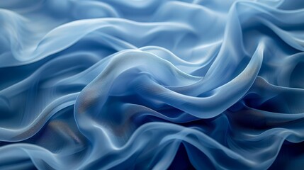 Obraz premium A beautiful blue sheer fabric elegantly cascades over a seamless background, creating a stunning visual display