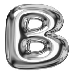 B alphabet png sticker, 3D chrome metallic balloon design, transparent background © Rawpixel.com