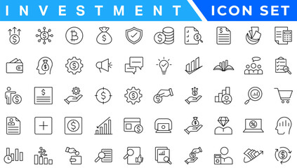 Accounting and audit icons set. Related to accounting, audit, taxes. Outline icon collection. Editable stroke illustration. Vector ui and web icon.
