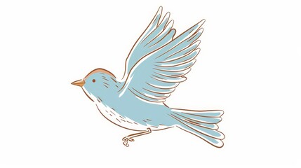 Fototapeta premium A delicate watercolor illustration of a blue bird in flight, symbolizing freedom, hope, peace, joy, and new beginnings.