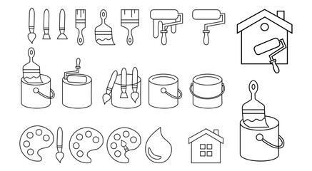 Collection of painting related icons, various painting tools, paint icons ,vector icon template editable and resizable